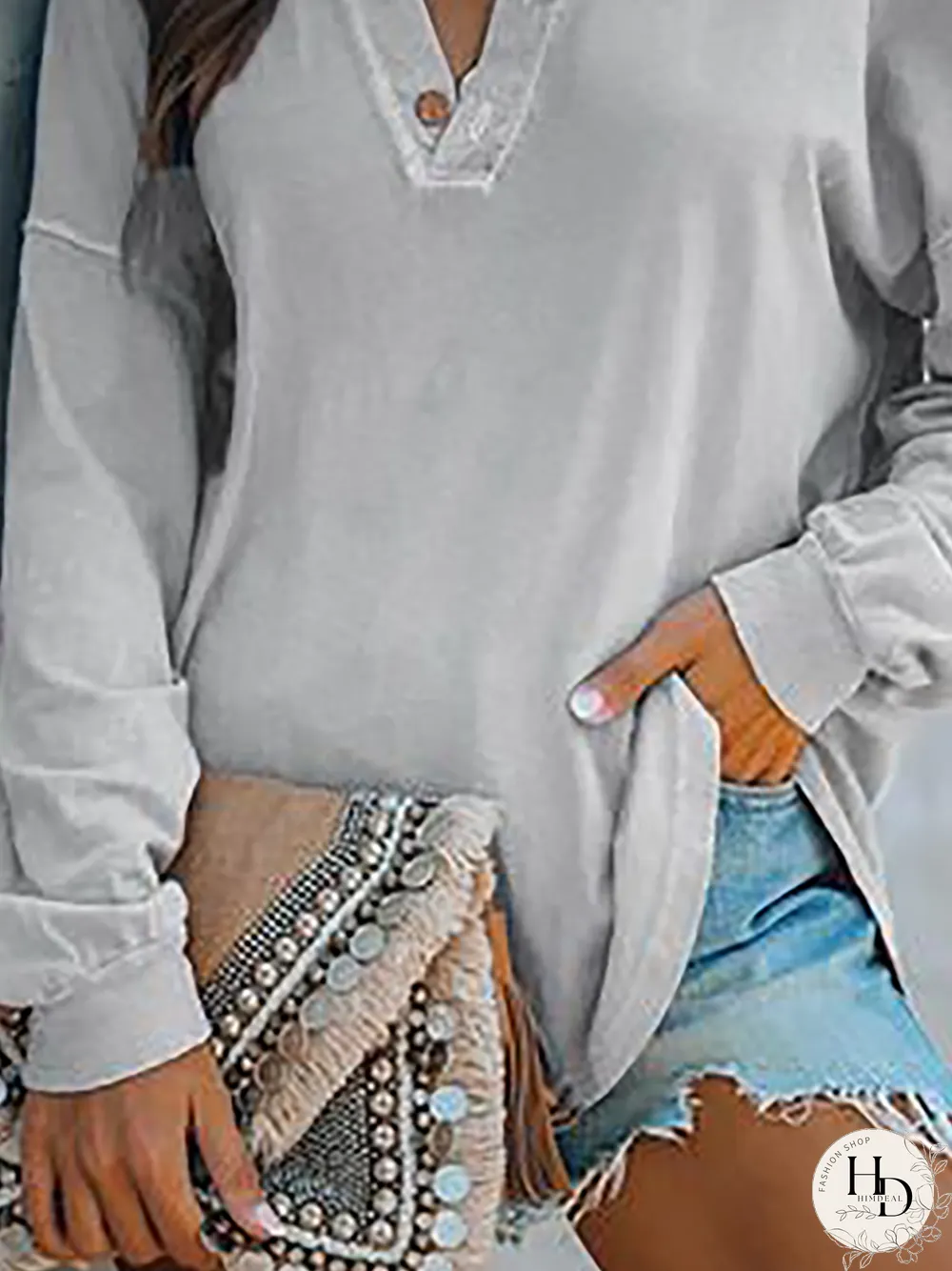 Plus size Casual Solid T-shirt