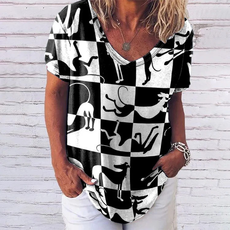 Plaid Dog Print T-Shirt
