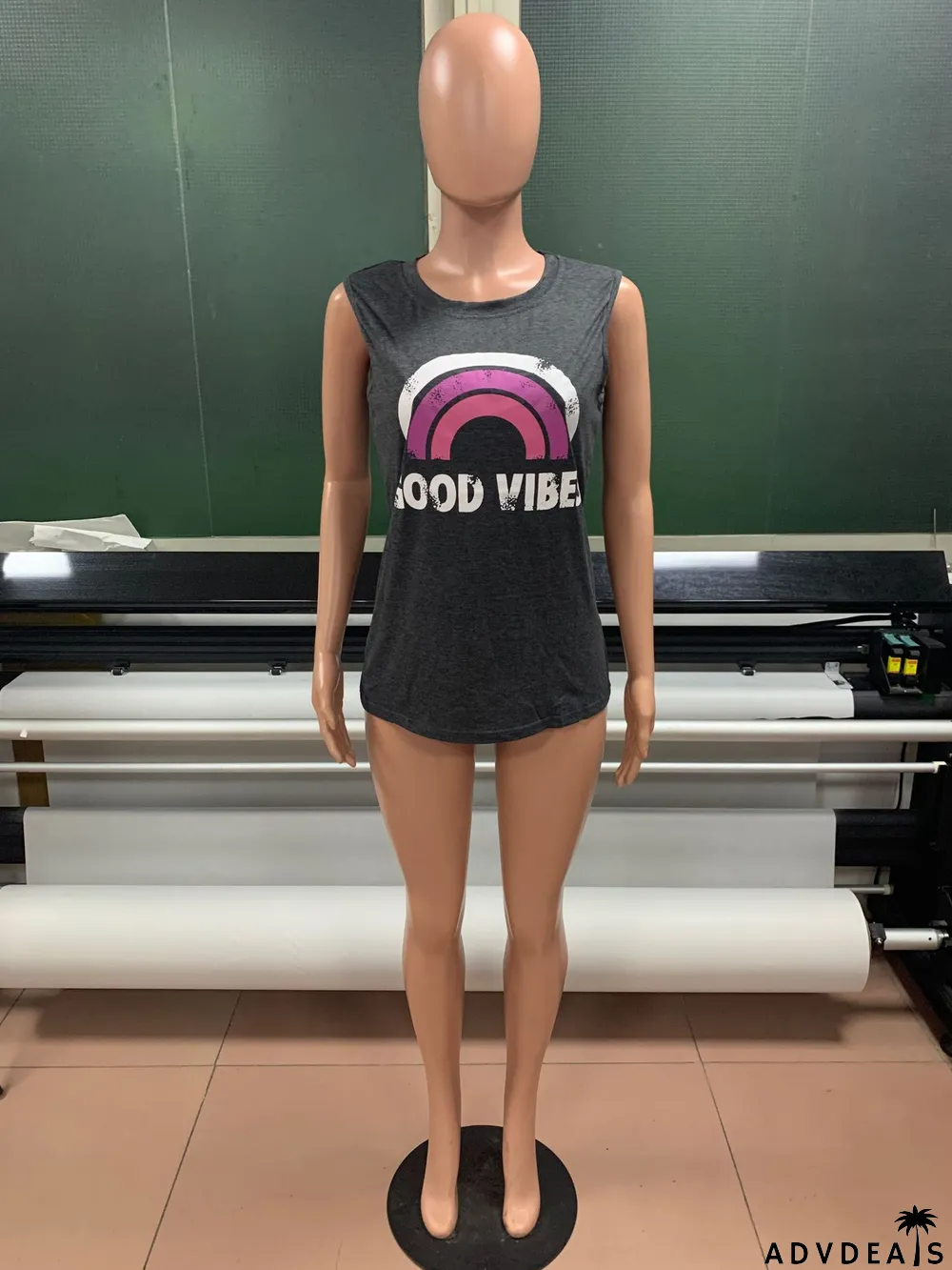 Summer Women'S Tank Top Letter Print Round Neck Sleeveless T-Shirt