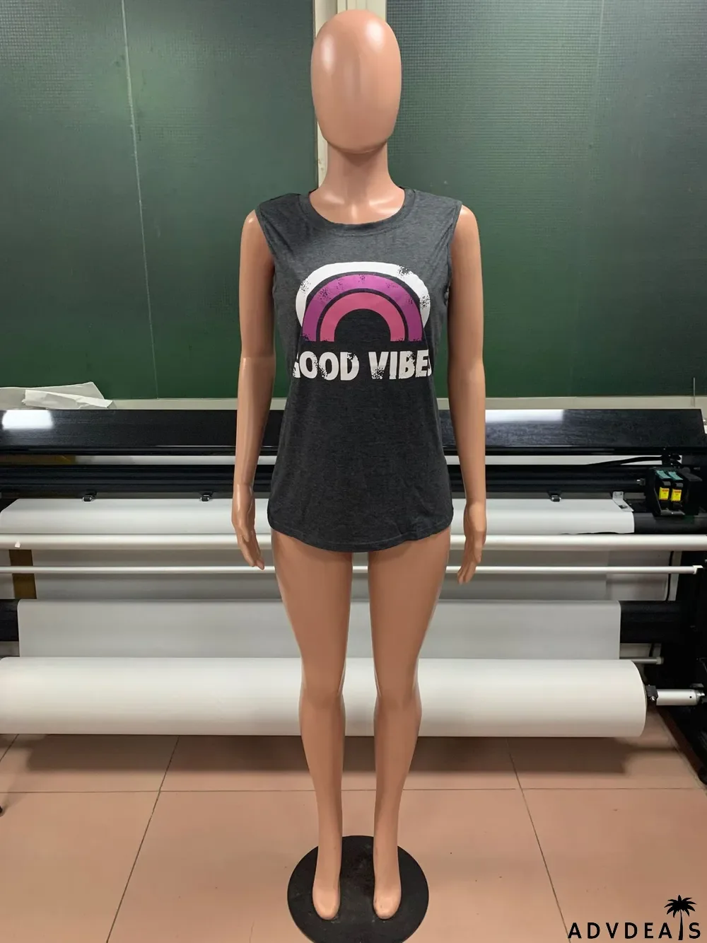 Summer Women'S Tank Top Letter Print Round Neck Sleeveless T-Shirt