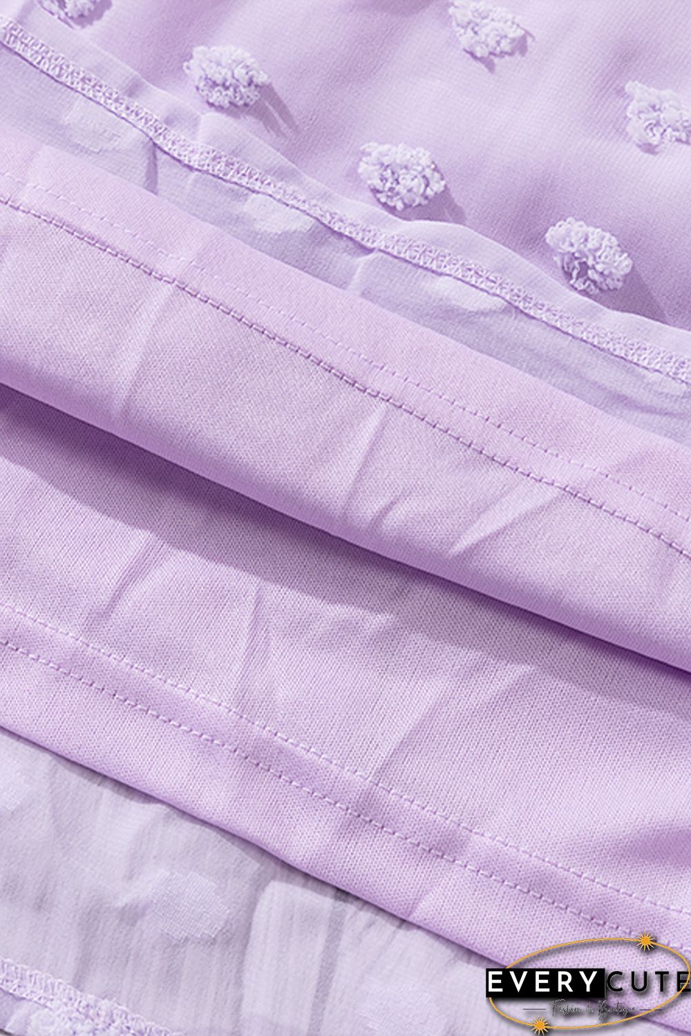 Purple Swiss Dot Off The Shoulder Blouse