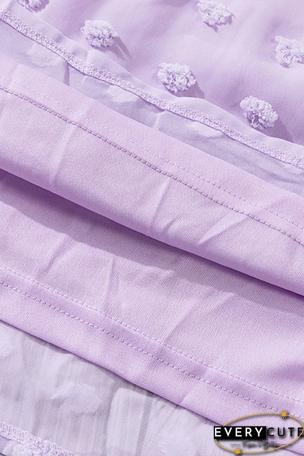 Purple Swiss Dot Off The Shoulder Blouse