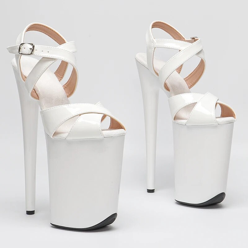 TAAFO 23CM / 9inches Patent PU Platform High Heels Sandals Pole Dance Shoes