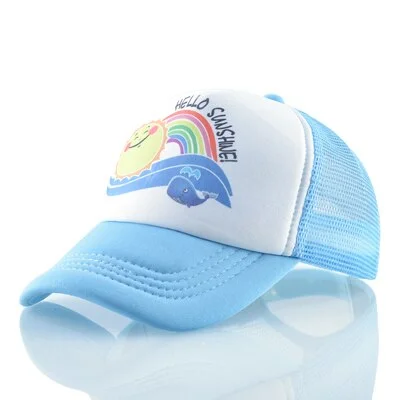 Kids Cute baseball Cap Summer Rainbow Printing Snapback Sun Visor Hats For Boys And Girls Children Outdoor Breathable Mesh Bone