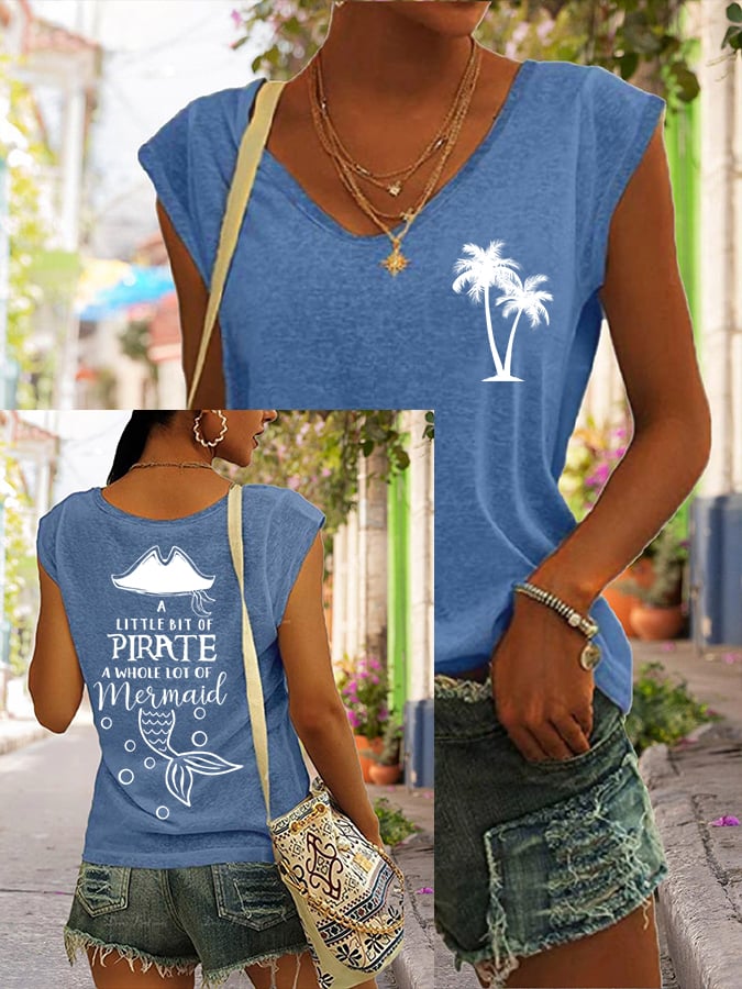 Sun Beach Letter Print T-Shirt