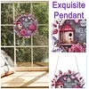 Hummingbird Welcome 5D DIY Diamond Painting Dots Pendant with Crystal Special Shape Rhinestone Diamond Art Window Hanging Ornament Single-Sided Drill 7.76x7.68inch for Home Garden Wall Door Decor