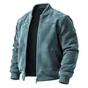 Men's Retro Casual Suede Stand Collar Jacket Baseball Collar Thin Jacket by Inlyline