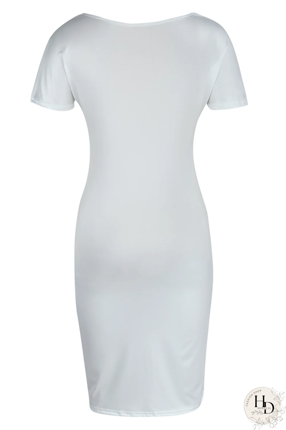 Tangerine Red Fashion Print Patchwork V Neck Pencil Skirt Dresses