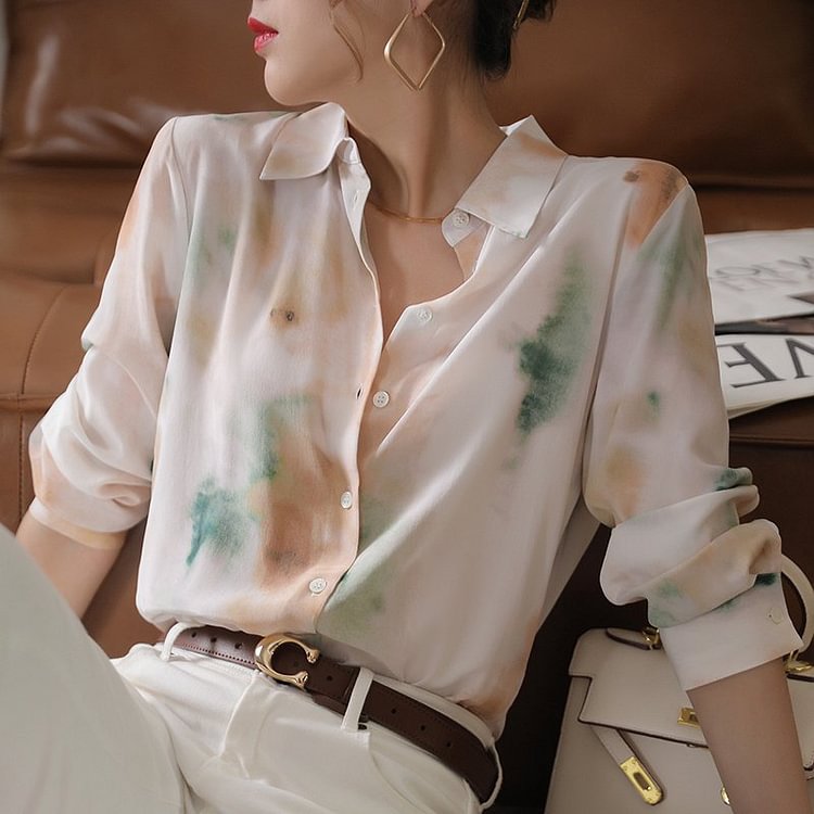 As Picture Printed Long Sleeve Shirts & Tops