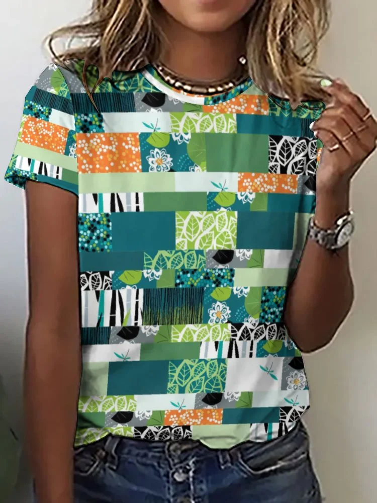 Style & Comfort for Mature Women Printed Short Sleeve Casual T-shirt for  Women and Men Unisex Pattern Green, Orange, Vintage, Graffiti