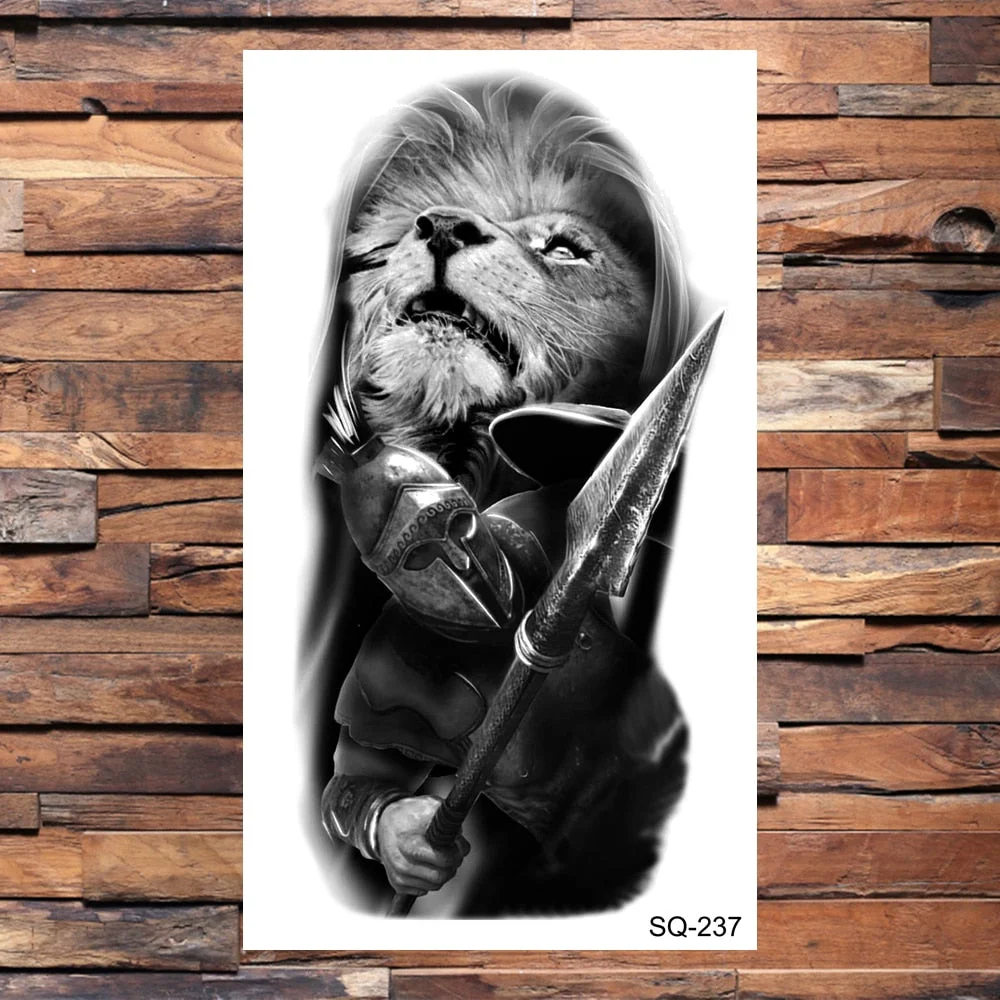 Skull Temporary Tattoos For Adults Men Realistic Tiger Lion Forest Praying Tatoos Vampire Snake Fake Tattoo Sticker Body Leg