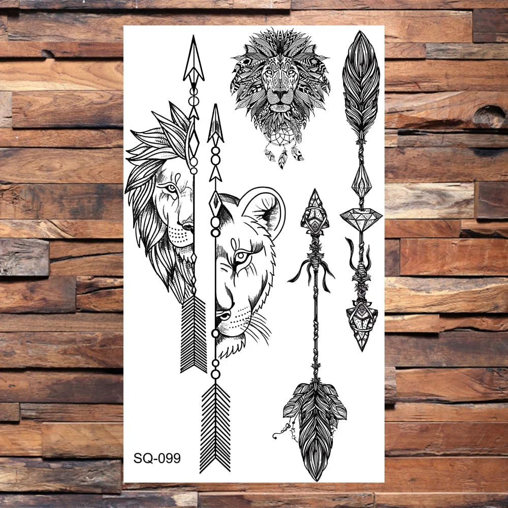 Skeleton Skull Temporary Tattoos For Women Adults Realistic Wolf Snake Rose Flower Feather Fake Tattoo Sticker Back Tatoos Body