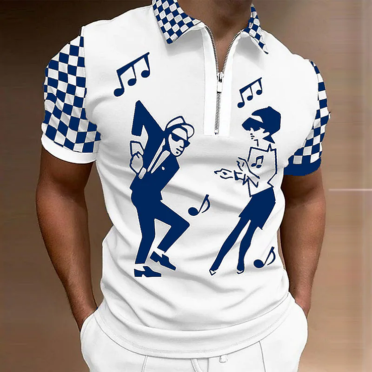 BrosWear Men'S SKA Music Print Polo Shirt