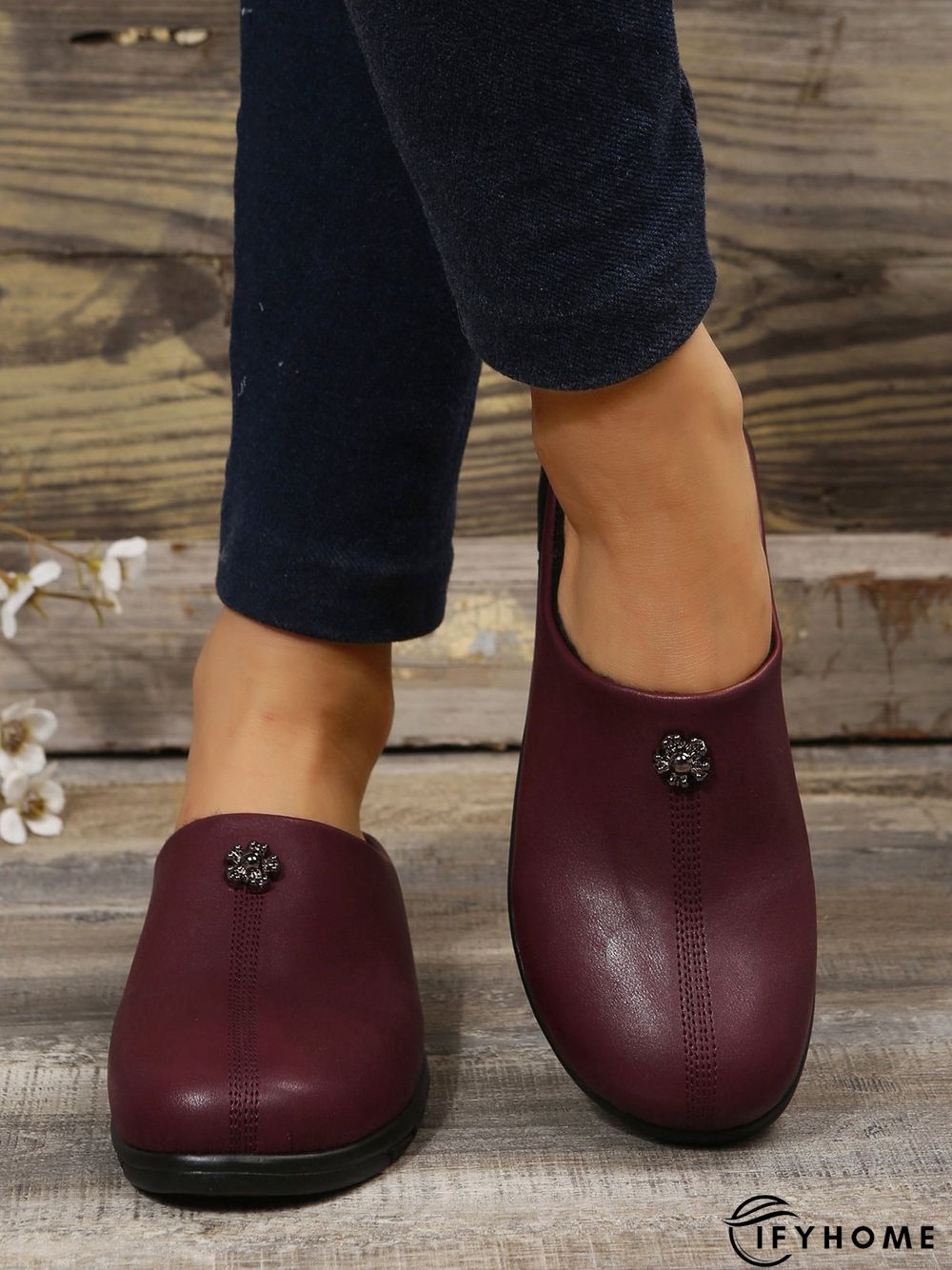 Vintage  Plain Color Non-Slip Flat Mules | IFYHOME