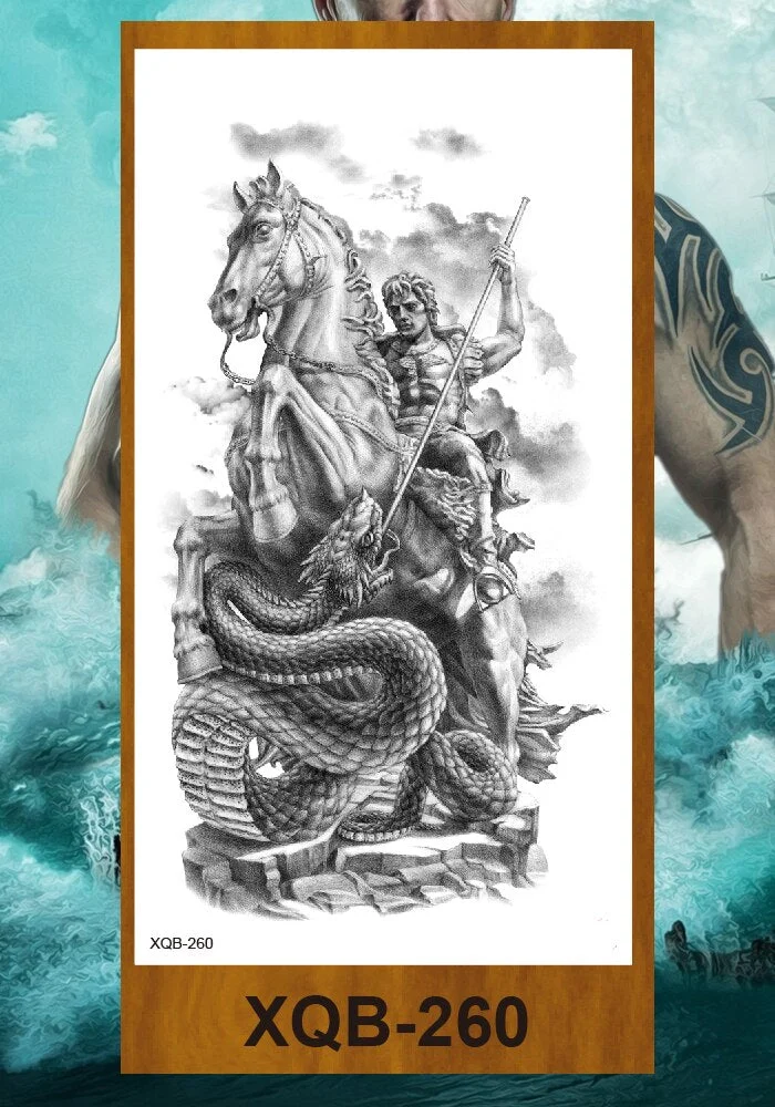 Temporary Tattoo Sticker Man Woman Arm Body Art Fake Tatoo Buddha Bodhisattva Believer Religion Valkyrie Female Warrior Goddess