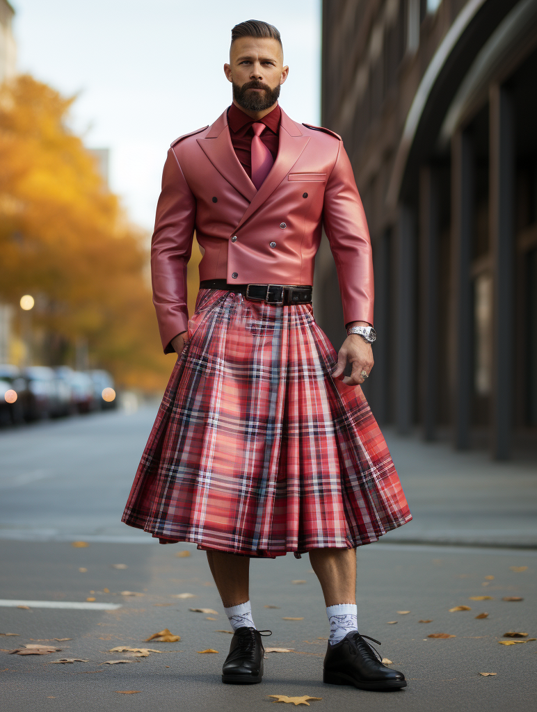Men's Red Tartan Skirt
