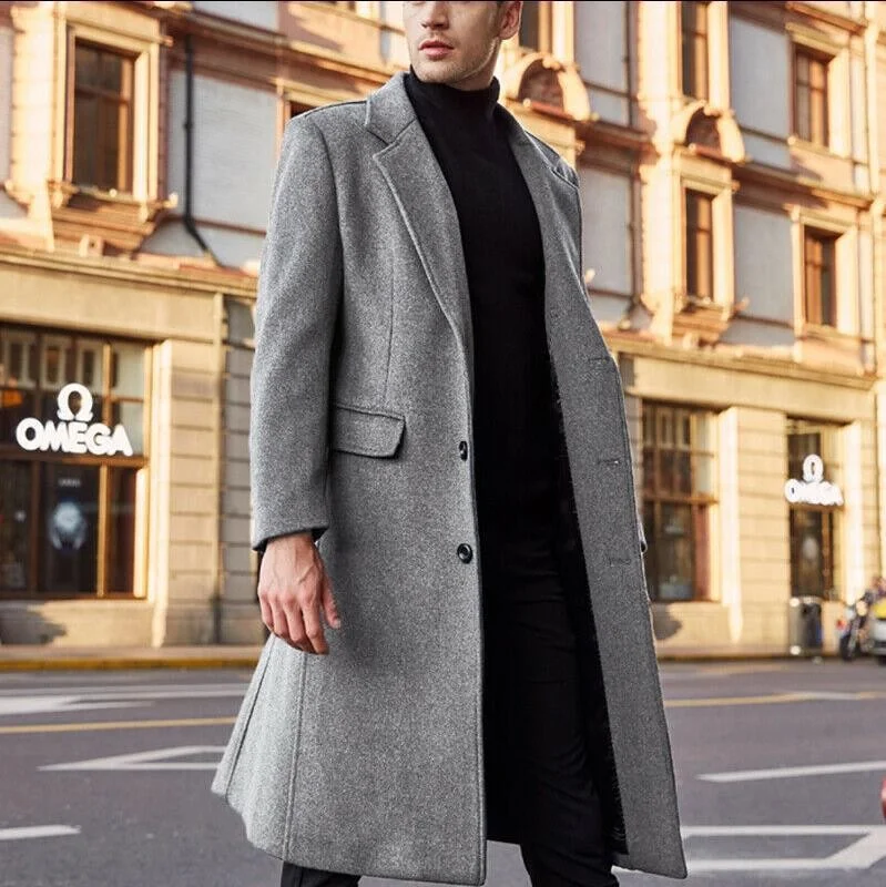 Uveng Uveng New British Men's Long Wind Coat, The Big Coat Wish Men's Coat