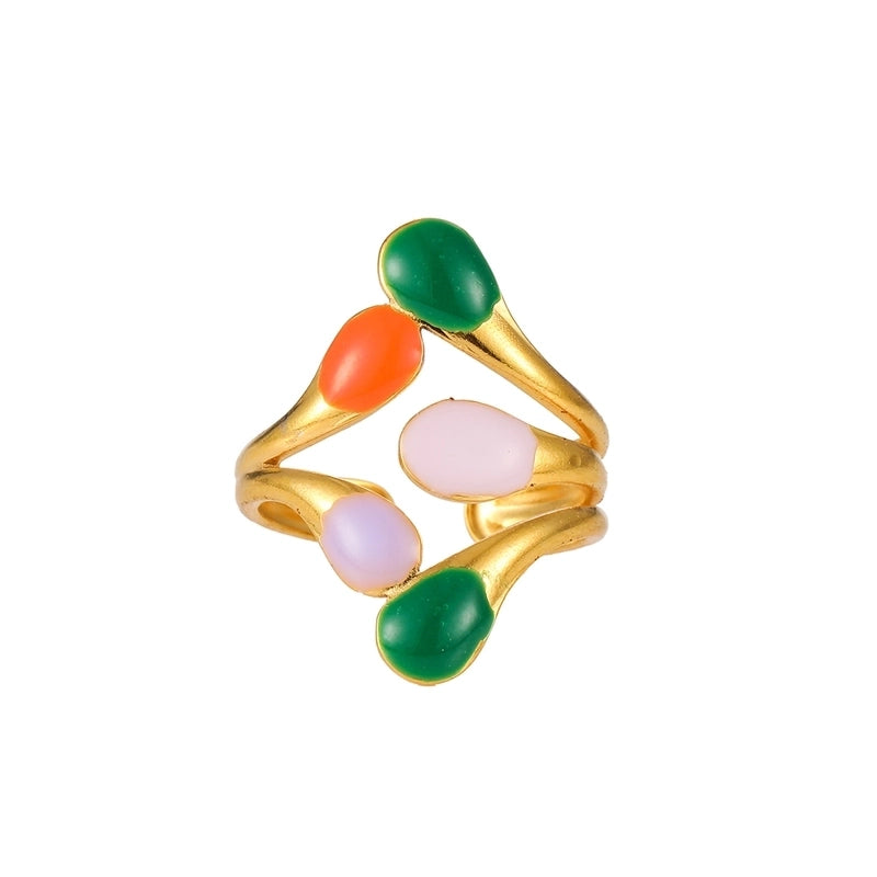 Elegant Minimalist Geometric 304 Stainless Steel Enamel Stainless Steel Rings