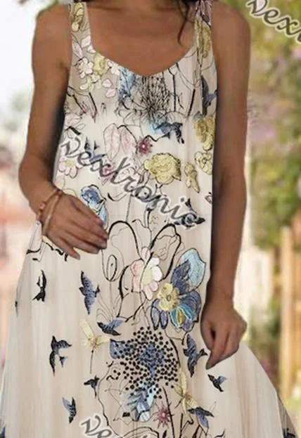 Women Half Sleeve V-neck Solid Color Dress