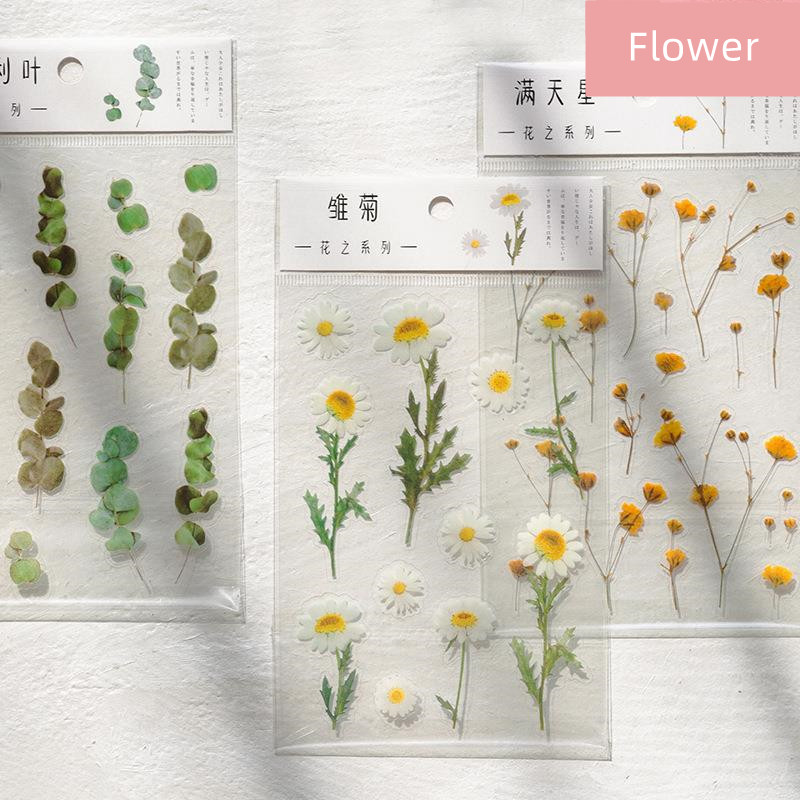 Clear Vivid Floral Plants PET Sticker Pack