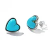 925 Sterling Silver Heart Turquoise Stud Earrings 