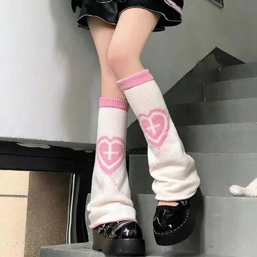 Churchf Churchf And Winter Double-Sided Knit Pile Pile Socks Sweet Girl Love Cross Leg Set Show Thin Warm Y2k Subculture