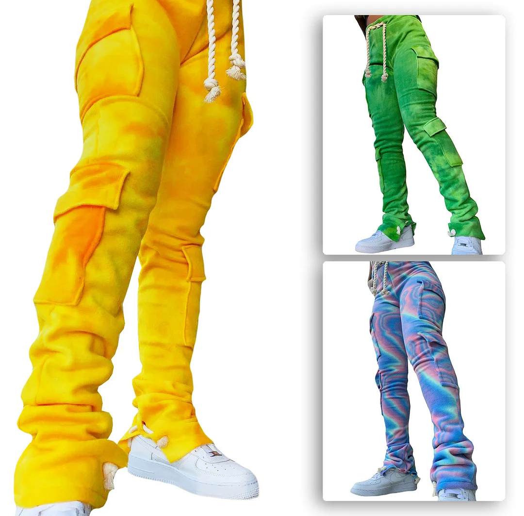 Uveng Printed Multi-pocket Super Elastic Trousers Drawstring Pants