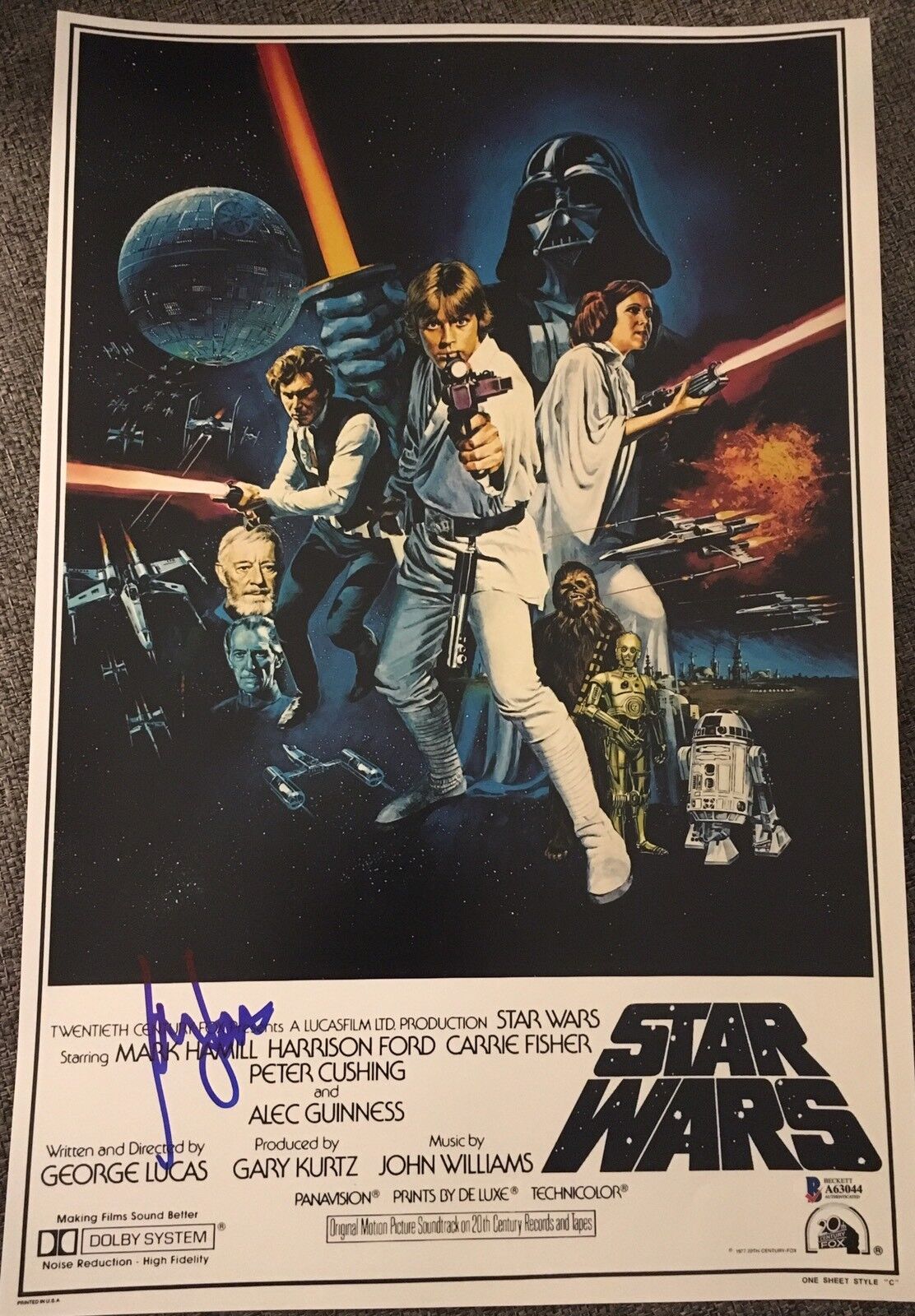 HARRISON FORD SIGNED AUTOGRAPH STAR WARS ORIGINAL POSTER 12x18 Photo Poster painting BAS BECKETT