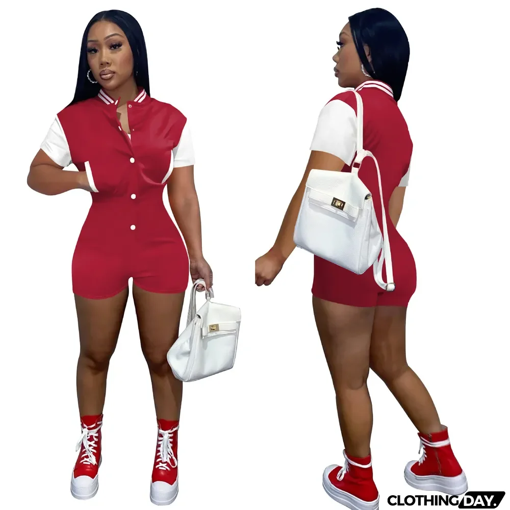 Summer Baseball Uniform Fashion Casual Jumpsuit