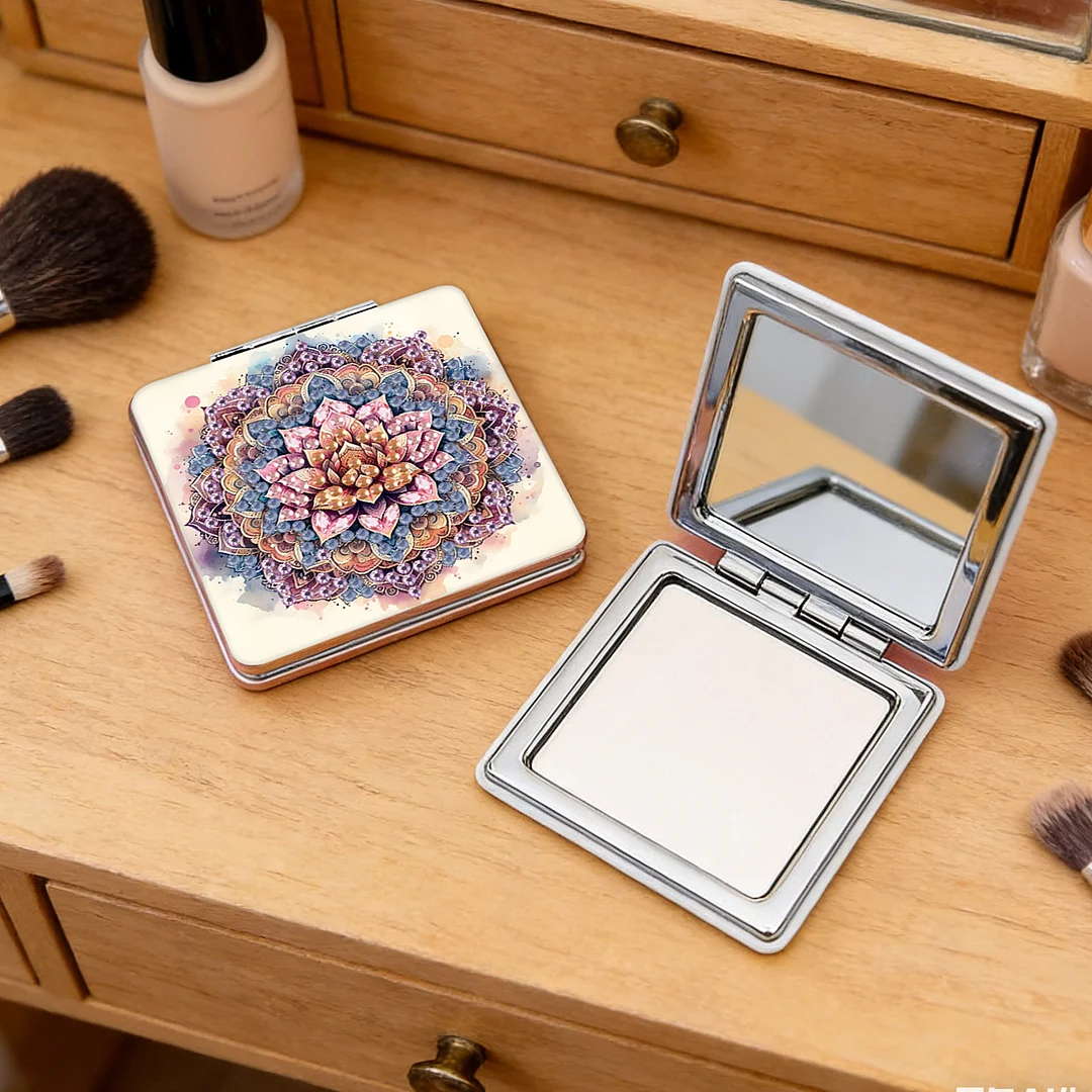 Mandala DIY Special Shaped Diamond Painting Compact Mirror Kits Diamond Art Painting Pocket Mirror for Adults and Beginners