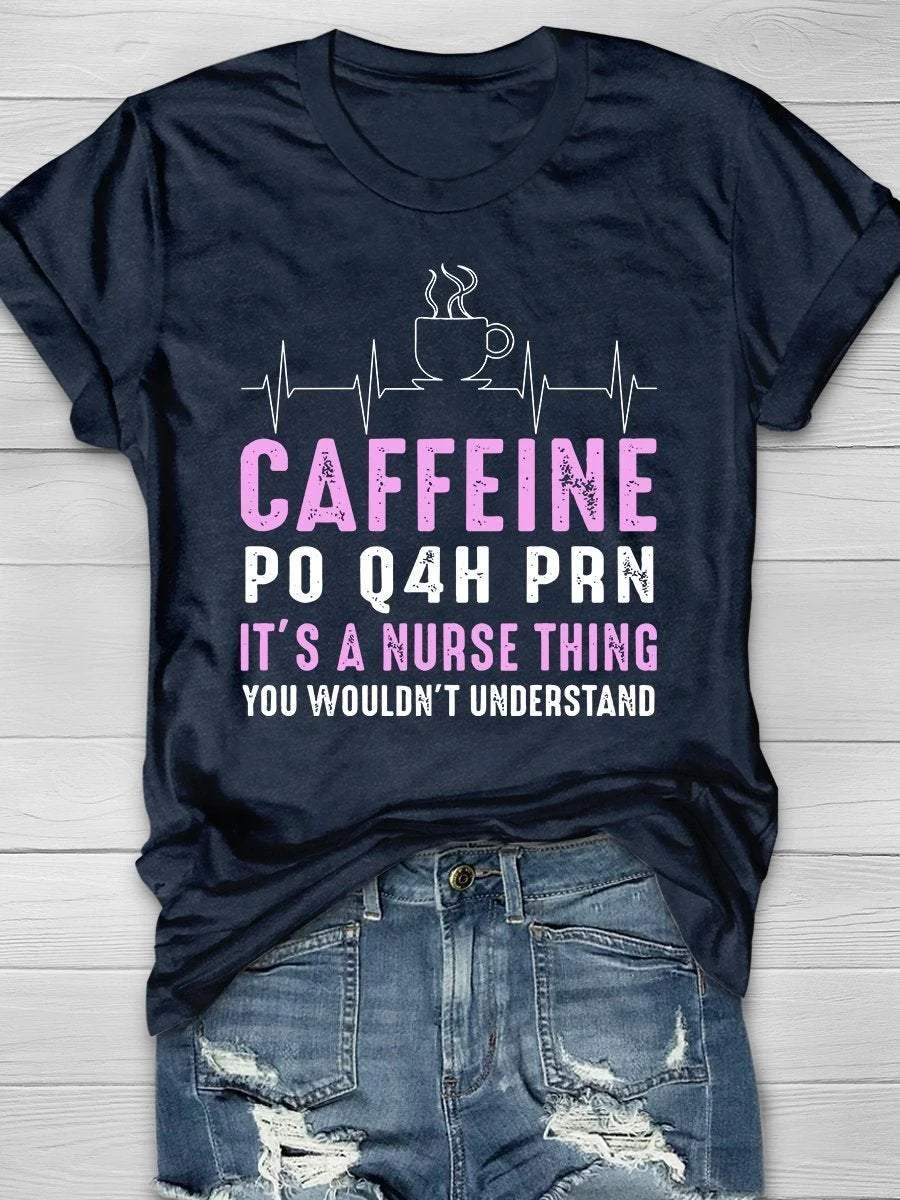 Funny Nurse Print Short Sleeve T-shirt