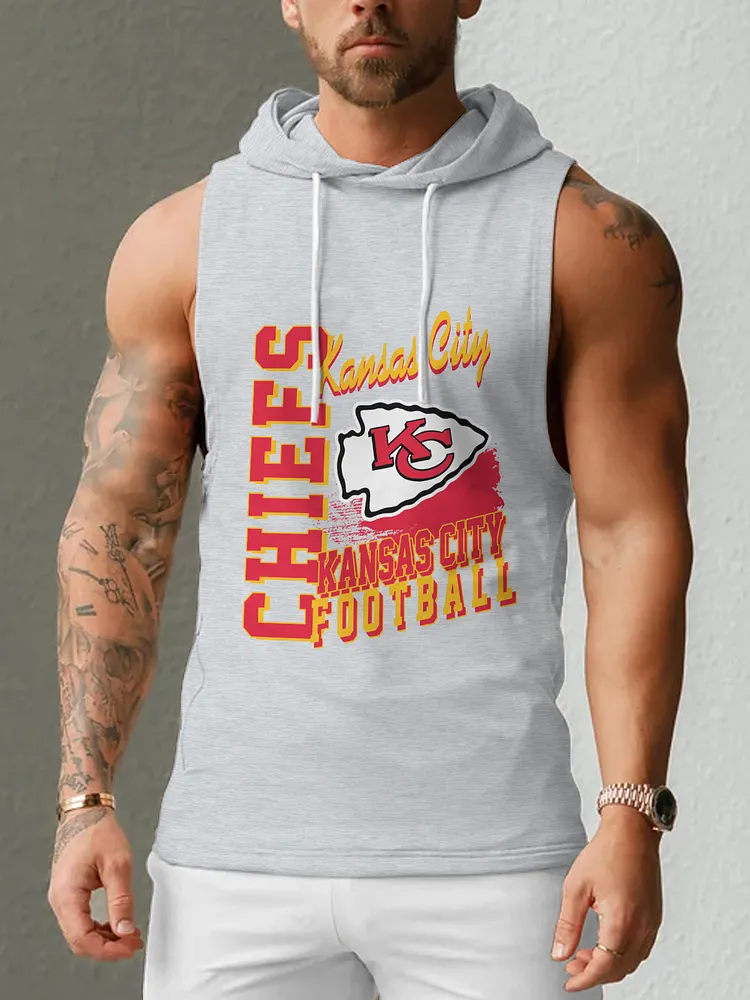 Kansas City Chiefs Men's  Casual Comfy Sleeveless Hooded Tank Top