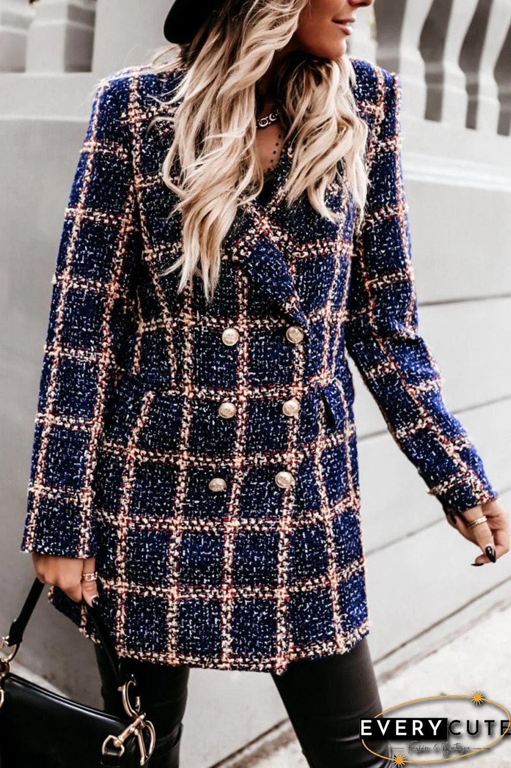 Fashion Street Plaid Turn-back Collar Outerwear(5 colors)