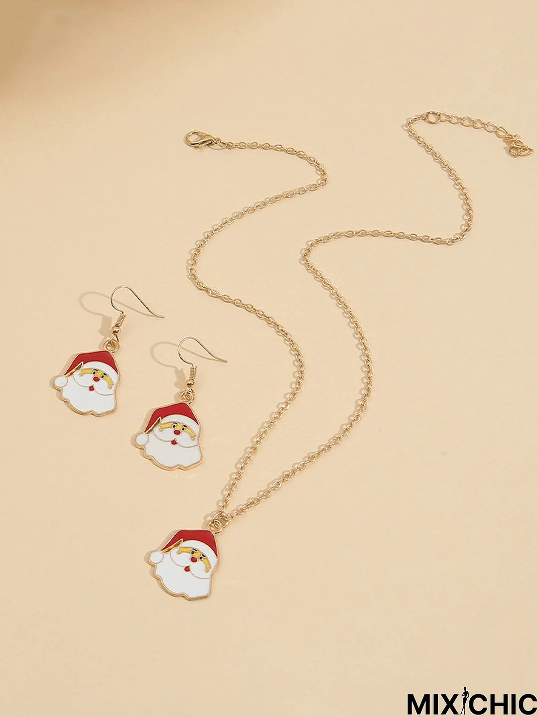 Christmas Santa Earrings Necklace