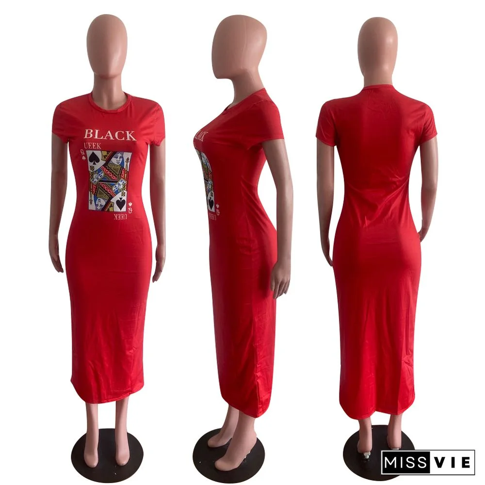 Fashion Spades Q Digital Print Short Sleeves Dress