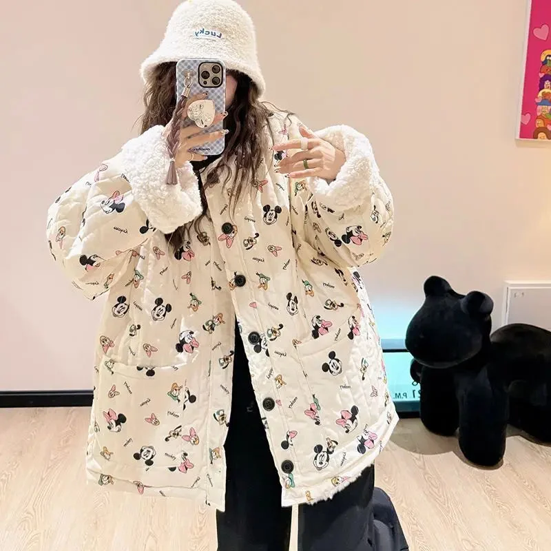 Toloer Disney Mickey Minnie Cartoon Fleece Coat-Outfit Ideas
