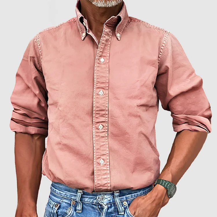 Men's Vintage Premium Washed Long Sleeve Shirt