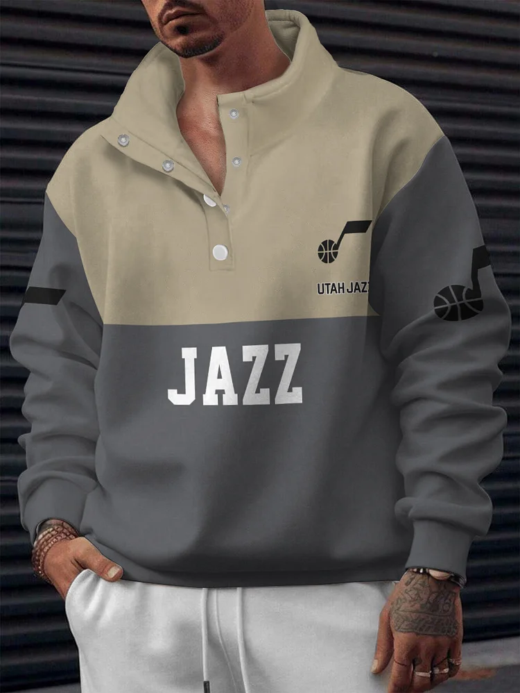 Utah Jazz 2025 New Design Casual Snap Mockneck Pullover