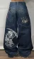Hyhis Harajuku  Street Handprint Embroidery Fashion Baggy Jeans Women Casual Wide Leg Pants High Waisted Y2K Long Pants Women's Jeans