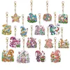 16pcs Garden Goblin DIY Diamond Painting Keychain Kit Single Side Craft
