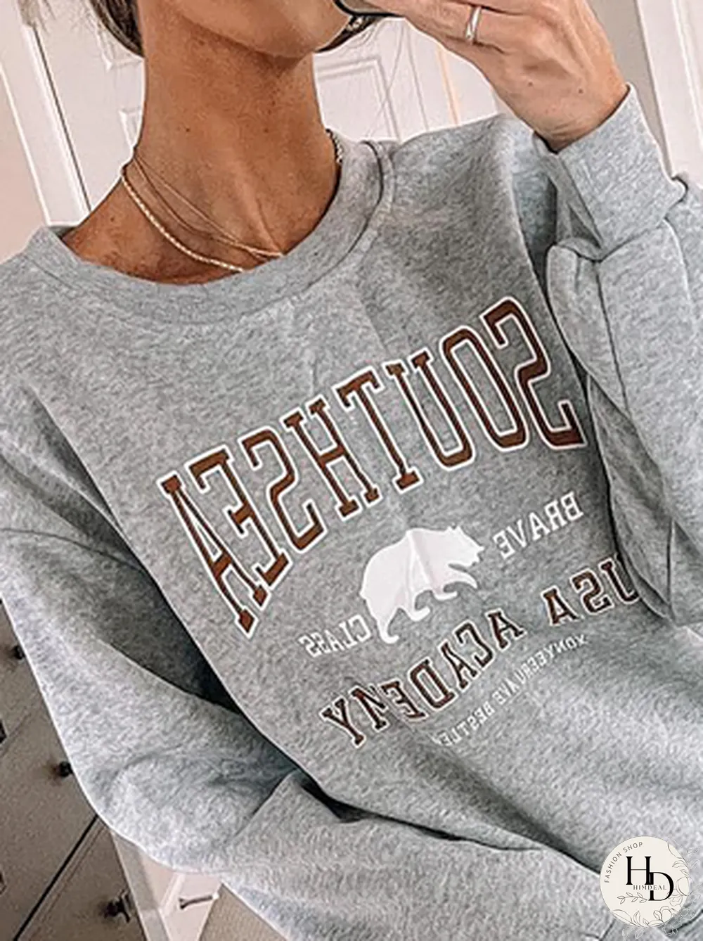 Casual Text Letters Autumn Micro-Elasticity Daily Loose Jersey Long sleeve Regular