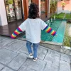 Kid Baby Girl T-shirt Casual Colorful Striped Long Sleeve Tops