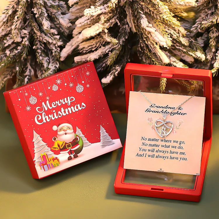 For Granddaughter - S925 Grandma and Granddaughter Necklace With Christmas Pack