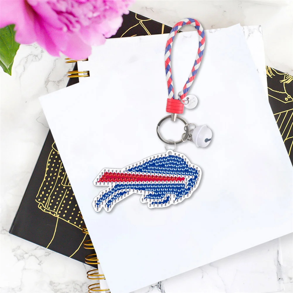 DIY Gem Keychains Double Sided Rugby Badge Craft Hanging Ornament