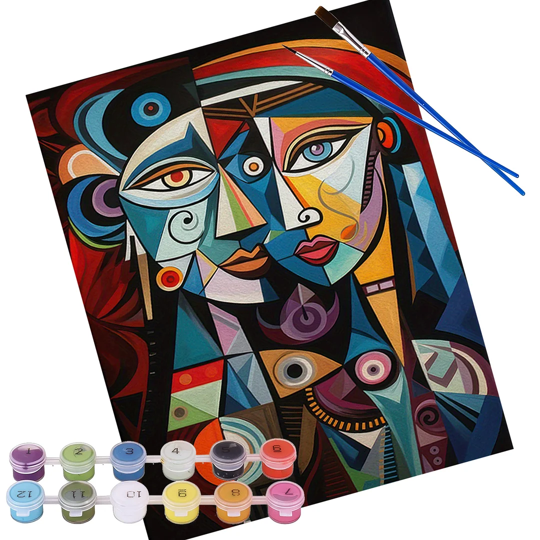 DIY Abstract Figures Paint by Numbers Kits Drawing Paintwork on Canvas 15.75x19.69inch Without Frame Canvas Oil Painting Number Painting for Beginners Adults Gift Home Wall Decor
