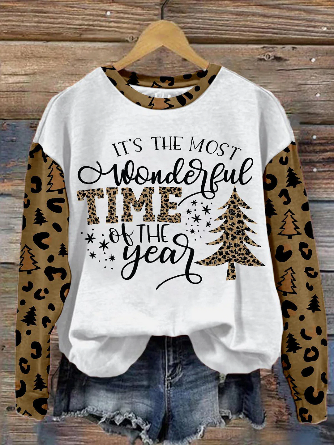 IT'S THE MOST WONDERFUL TIME OF THE YEAR LEOPARD LONG SLEEVE TOP