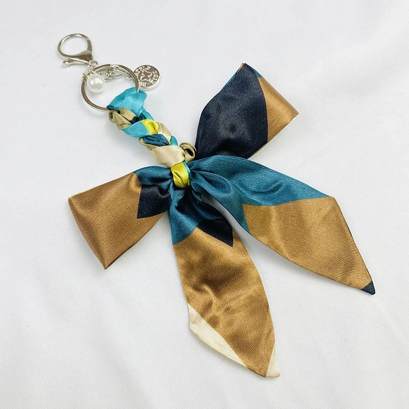 Sweet Minimalist Bow Knot Cloth Metal Unisex Bag Pendant Keychain