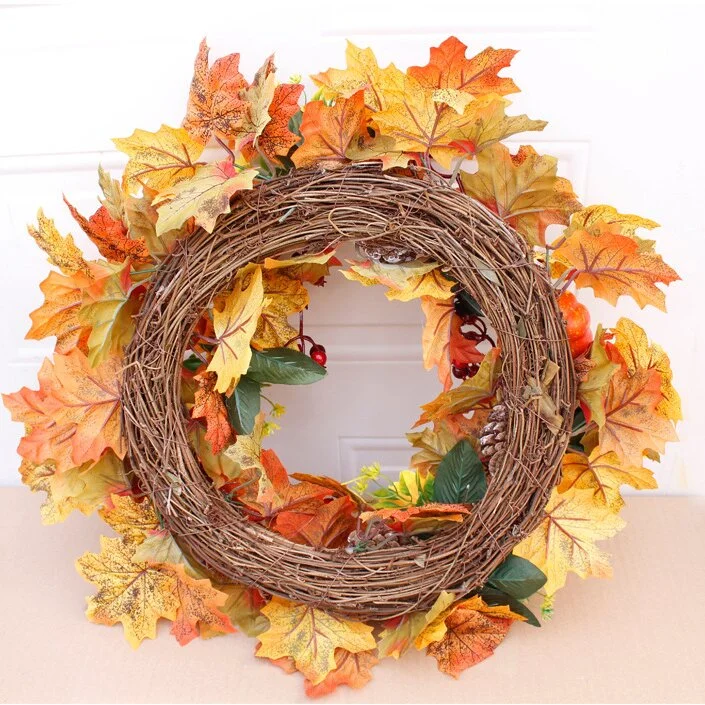 Maple Leaves And Pine Cones Pumpkin Wreath Outdoor Fall Wreath