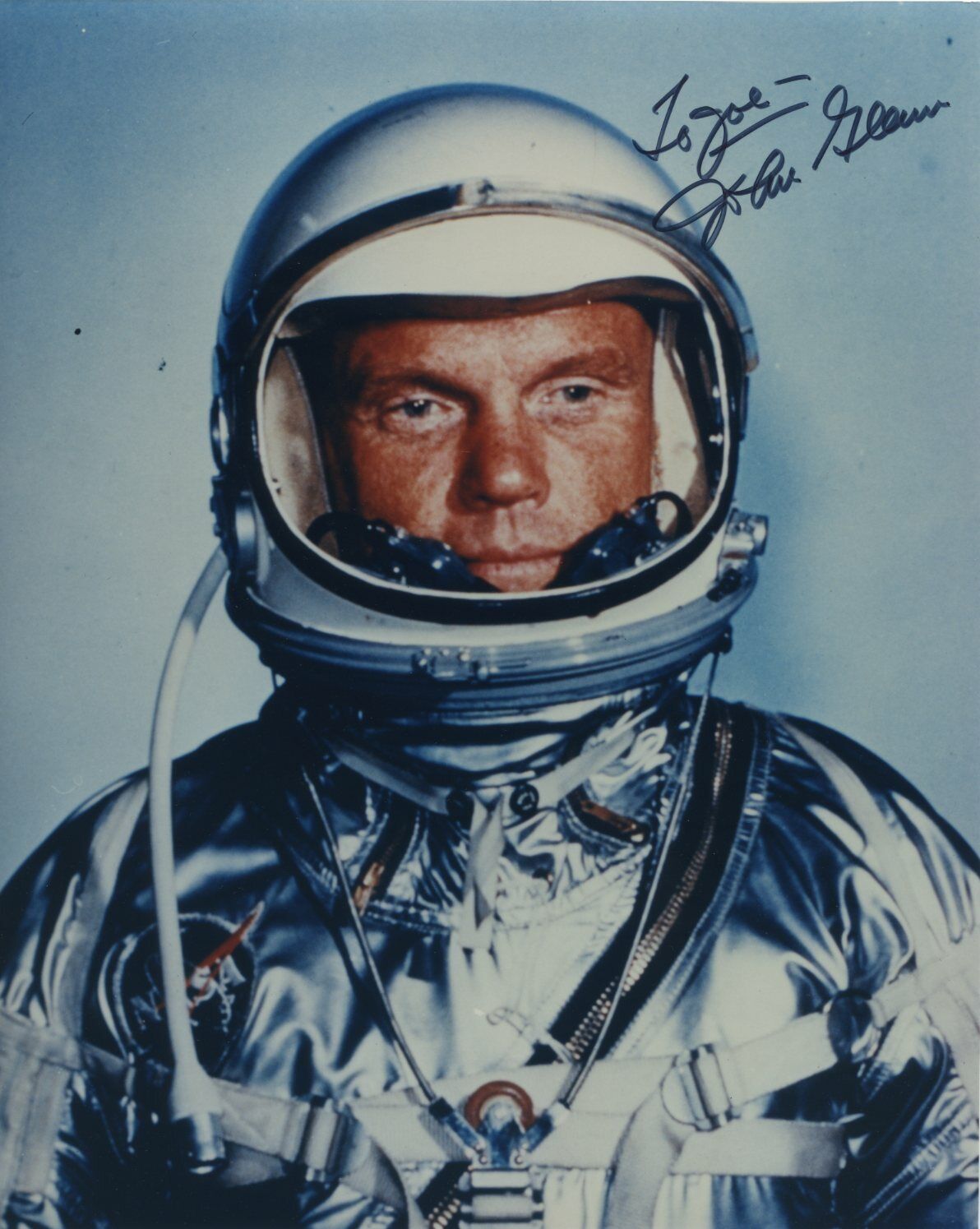 ASTRONAUT JOHN GLENN HAND SIGNED AUTOGRAPHED COLOR Photo Poster painting TO JOE