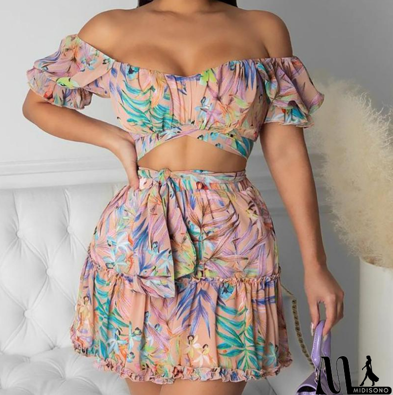 MidiSono - Fashion Sexy Print Two-piece Dress